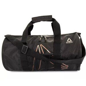 Reebok Plyo Gym Duffle Bag Weekender Bag Logo Rose Gold Black Water Resistant